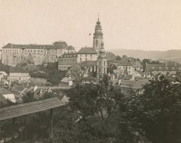 Český Krumlov, celkový pohled od severu, polovina stereofotografie