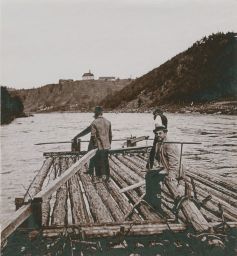 Plavba na voru na Vltavě, místo přesně nezjištěno, polovina stereofotografie