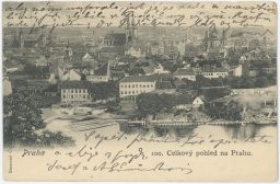 Praha celkový pohled Emanuel Čížek poštou 1915