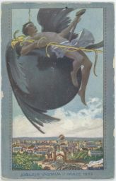 Praha jubilejní výstava 1908 návrh plakátu A. Häusler nakl. Kosiner