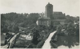 Hrad Kost Český ráj Podkost Libošovice Jičín razítko Helikarův hotel U Sobotky 30. léta