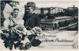 Lázně Poděbrady Nymburk pozdrav foto Švec se známkou