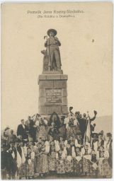 Hrádek u Domažlic Pomník Jana Koziny Sladkého srocení lidu 1913 černobílá
