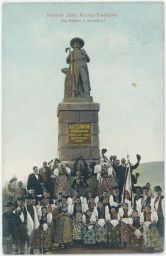 Hrádek u Domažlic Pomník Jana Koziny Sladkého srocení lidu 1913 kolorovaná