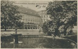 Teplice Šanov Herrenhaus mit Kurgartenteich 1928