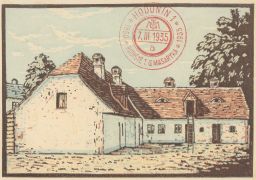 Hodonín rodný domek pres. Masaryka linoryt Jaroslav Dobrovolský