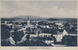Mukačevo Podkarpatská Rus Ukrajina celkový pohled 20. léta