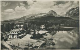 Štrbské pleso električka Restaurant Jiskra, nakl. Kuszmann 1928