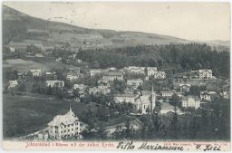 Krkonoše Janské lázně celkový pohled katolický kostel 1908