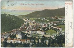 Karlovy Vary Karlsbad celkový pohled shora 1900
