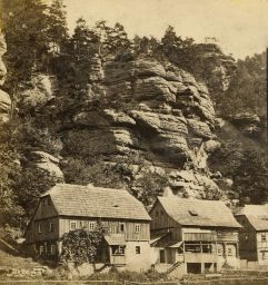 Hřensko, chalupy, polovina stereofotografie