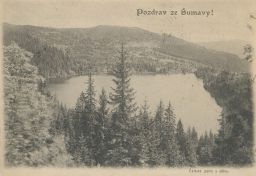 Šumava Pozdrav ze Šumavy Čertovo jezero a stěna Bellmann 1905