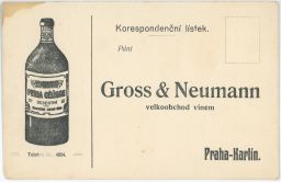 Praha Karlín Gross & Neumann velkoobchod vínem korenspondenční lístek