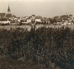 Jindřichův Hradec, pohled přes Vajgar, polovina stereofotografie