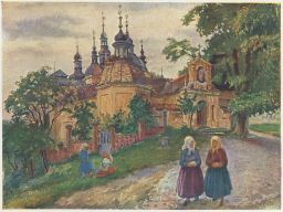 Akvarel Josef Fiala Tábor Klokoty nakl. Šulc