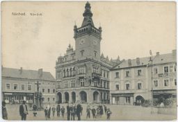 Náměstí Náchod Jos. Kraus kavárna radnice hotel U slunce 1918