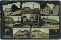 Železnice nádraží Velký Osek restaurace Hampl Na staré poště Kolín 1912