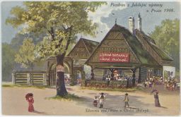 Praha Jubilejní výstava 1908 Ečerova restaurace Česká chalupa
