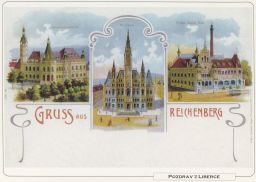 Gruss aus Reichenberg Pozdrav z Liberce litografie 1992
