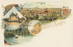 Pozdrav z Pelhřimova litografie
