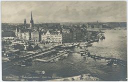 Švédsko Stockholm lodě tramvaje Utsikt fran Drottsgarden 1929
