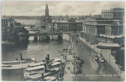Švédsko Stockholm Parti av Norrström med Kungl. Teatern 1926