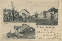 Nádraží železnice Lužec nad Vltavou Mělník nakl. Rulf 1903