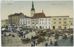 Vyškov náměstí trhy obchody! 1911