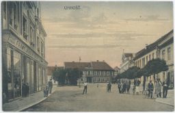 Unhošť náměstí obchod Jirgl rum cognac čaj Kladno 1926