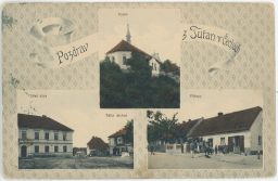 Tuřany Kladno Hálův obchod Příkopy hostinec kostel 1915