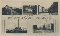 Zlín Baťa Baťovy závody dělnické domky vila Baťa elektrárna hlavni vchod do závodů