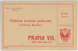 Praha Vydrova továrna poživatin Vydrovy Besedy Praha VIII 1908