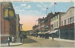USA New York Main Street Looking West hodiny auta vlajka