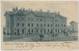 Železnice nádraží Okříšky Třebíč Gruss aus Okřischko! 1902