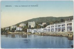 Jugoslávie Chorvatsko Abbazia Opatia Villen am Südstrand mit Quitta Bad vily lázně 1914