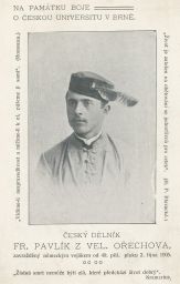 Velký Ořechov český dělník František Pavlík zavražděn 1905