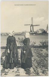 Etnografie kroj ženy Větrný mlýn Holandsko Nizozemí 1932 * Cadzandsche Kleederdracht