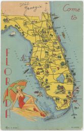 USA Florida map mapa 50. léta