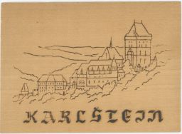 Karlštejn dřevěná pohlednice / Czech Wooden Postcards