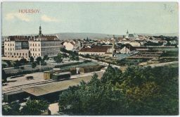 Železnice nádraží Holešov Zlín nakl. Stelzig 1908