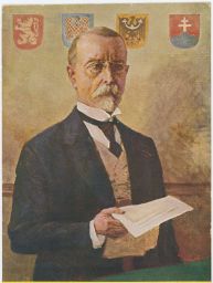 Masaryk TGM malovaný portrét se znaky