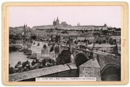 Karlův most, Malá Strana a Hradčany, světlotisk, 1894, kabinetka