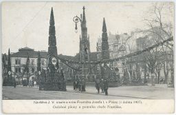 Praha Franz Josef FJ ozdobné pylony duben 1907