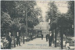 Praha Střelecký ostrov zahradní restaurace číšníci c.k.