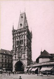 Prašná brána v Praze, kol 1893, světlotisk, kabinetka