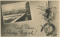 Praha Hradčany Karlův most Veselé vánoce a Nový rok 1948!