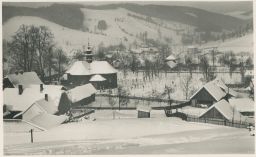 Velké Karlovice Vsetín kostelík hřbitov v zimě Fototypia