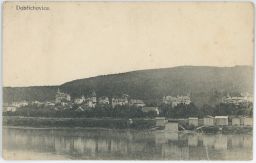 Koupaliště plovárna celkový pohled Dobřichovice Praha-západ 1920