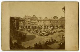 Uhelný trh v Praze z nadhledu, kolem 1878, kabinetka