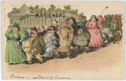 Judaica židovská karikatura Marienbad Mariánské lázně